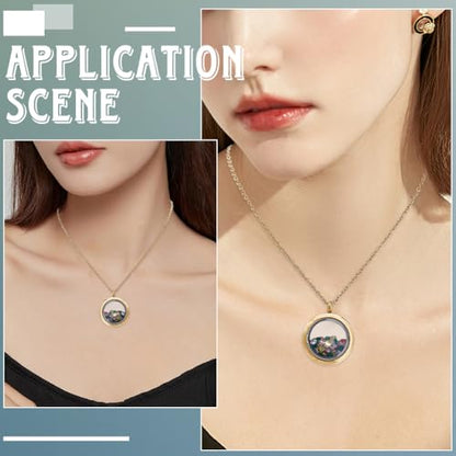 6Pcs Stainless Steel Locket Pendants Gold Floating Memory Locket | Flat Round Birthstone, Polished Keepsake, Living Picture Pendant Necklace, Women Friendship Necklaces Nostalgic Decor - style: gold