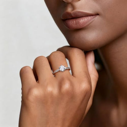 KUNSIR 925 Sterling Silver Rings Classic Cubic Zirconia Eternity Promise Statement Anniversary Wedding Bands Engagement Rings for Women Infinity Forever Love Ring Size 7-9 - style: Lotus Guardian Ring