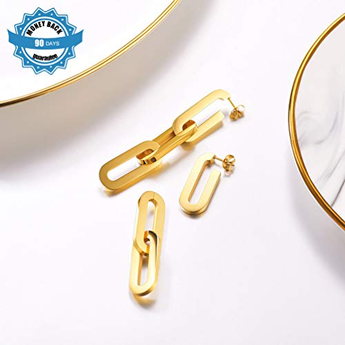 PROSTEEL Stainless Steel Huggie Hoop Earrings for Mens Gold/Black/Silver | Skull/Infinity Pattern, Spike/Cuban Links 4 Design Options Hypoallergenic Lightweight Earring Hip Hop Punk Gothic Jewelry - style: 13-Link Dangle-Gold