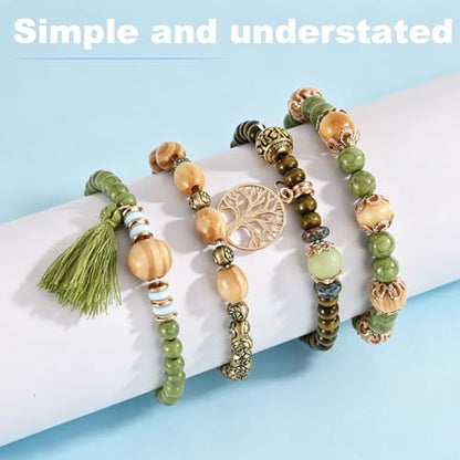 Mikovivi Beaded Bracelets for Women, Multilayer Boho Western Turquoise Bracelets Stackable Bohemian Bead Elastic Jewelry Gifts for Women Men