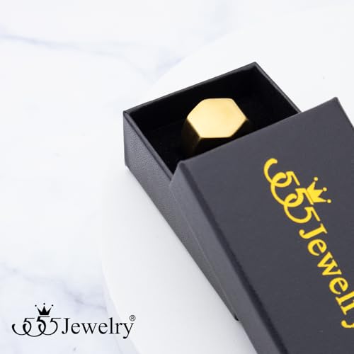555Jewelry Stainless Steel Solid Plain High Polish Round Signet Ring for Men - color: Hexagon Gold
