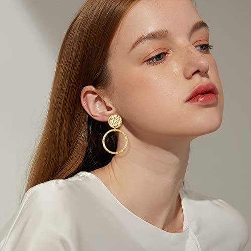 MUYAN Gold Clip On Drop Earrings for Women Non Piercing Dangle Earrings Fashion Jewelry - color: D Clip Gold