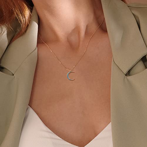 MEVECCO Layered Heart Necklace Pendant Handmade 18k Gold Plated Dainty Gold Choker Arrow Bar Layering Long Necklace for Women - style: turquoise crescent