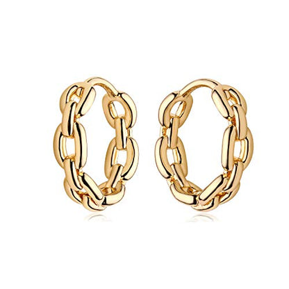 LOYATA Gold Huggie Hoop Earrings 14K Gold Plated Dainty Small Simple Hypoallergenic Jewelry Gift for Women - style: Chain