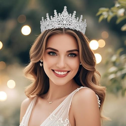 Tiaras and Crowns for Women Crystal Princess Tiaras Rhinestone Queen Crowns For Wedding Bridal Birthday Prom Pageant Party (Tiara 100) - color: Silver