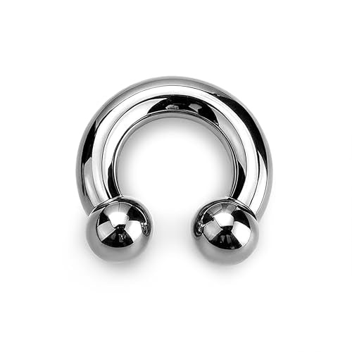 G23 Titanium Septum Ring Horseshoe Pincher Spike Nose Piercing Jewelry | 00/0/2/4/6/8/10/12G Circular Barbell Stretched Body Piercing Jewelry for Women Men,ASTM F136 Titanium Earrings, 10/12/16/19mm - color: Titanium-Horseshoe Balls, size: 4G(5mm)-16mm