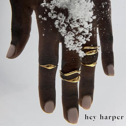 Hey Harper Gold Ring for Women - Gold Plated Stacking Waterproof & Sweatproof Jewerly Ring - Everday Non Tarnish Cute Fashion Circle Rings - style: Cindy Ring