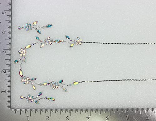 Faship Gorgeous Rhinestone Crystal Floral Necklace Earrings Set - color: AB
