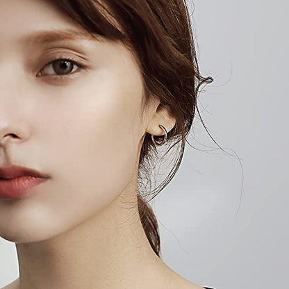 5-10 Pairs Small Gold Silver Hoop Earrings for Women, Stainless Steel Earrings Set Mens Lightweight Thin Hypoallergenic Small Hoops Set - style: 6pcs-Black+Silver