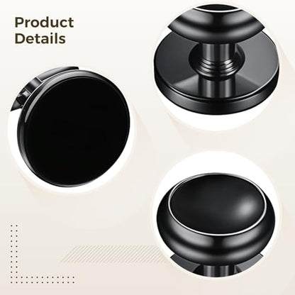 8 Pcs Cufflinks and Studs Set for Men, Black Round Tuxedo Set, Smooth Finish, Quality Copper, Elegant Modern Design for Formal Occasions