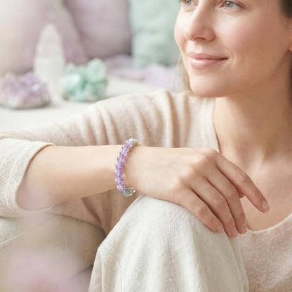 Bivei Protection Crystal Healing Bracelet | 8MM Strength Bracelet Spiritual Stretch Beaded Jewelry for Women Men Gift - color: Emotional Healing, size: Medium 6.8-7.3 inch