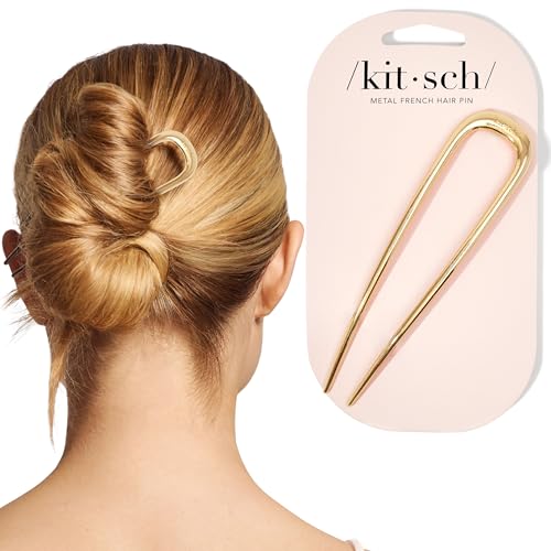 Kitsch French Hair Pins for Women | Secure Hold All Day - Gold, 1pc | Elegant & Durable Metal French Pin for Updos, Chignon, Buns & Twist Hairstyles | Comfortable Fit Hair Accessories For Women - color: Gold, size: 1 Count (Pack of 1)