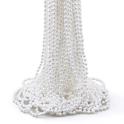 WEOXPR White Faux Pearl Bead Necklaces Bulk,Mardi Gras Beads Necklace,32 Inch Faux Pearl Necklaces for Women ，Party Decorations Necklace