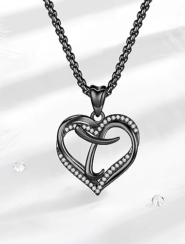 INFUSEU Unique Initial Necklaces for Women Girls Small Heart Letter Jewelry, Meaningful Personalized Gifts - style: T