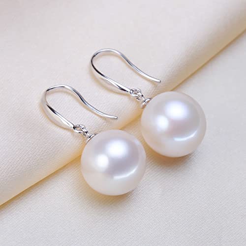 Sterling Silver Big Pearl Earrings for Women Freshwater Cultured Pearls Dangle Drop Earring Jewelry for Women Large Round White Pearl Studs Earrings - color: Style B-8mm