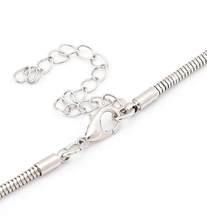 NVENF Long Sweater Chain Double Circle Pendant Necklace Bold Snake Chain Women Statement Necklace - color: A Silver-tone