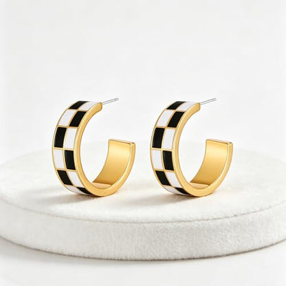 14K Gold Plated Chunky Hoop Earrings for Women Vintage Leopard Print Hoops Large Round Hoop Earrings Jewelry - style: Hoop L