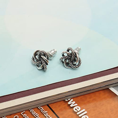 LeCalla 925 Sterling Silver Heart Stud Earrings Jewelry Lightweight Love Heart Shaped Earring for Women Valentines Day Gifts for Her - color: Big Love-Knot