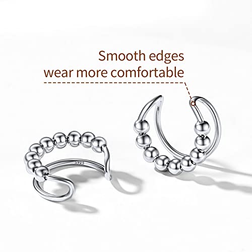 ChicSilver 925 Sterling Silver Ear Cuff Earrings Non Piercing Clip on Cartilage Cuff Earrings for Women - style: H: Beaded Ear Cuff - Silver