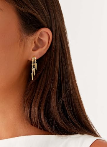 Freekiss Pearl Earrings for Women Trendy: Flat Back Stud Earrings 14K Gold Plated/925 Sterling Silver Freshwater Pearl Dangle Earrings Cute Bow Earrings Wedding Jewelry Birthday Gifts for Women Girls - style: Minimalist Long Drop-GD