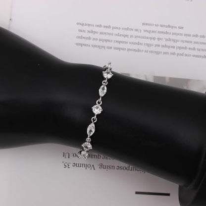 Elegant Bridal Cubic Zirconia Teardrop Pendant Necklace Drop Earrings Bracelet Brides Bridesmaids Wedding Jewelry Set for Women - color: Style1-Platinum Plated