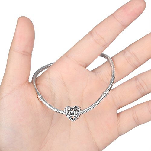 925 Sterling Silver Charms Pendants Mom Heart Dog koi fish Sea Turtle Football Charms for bracelet Pendants Beads Mom Sister Wife Family, Friends, Birthday gifts - style: Best Mom Charm