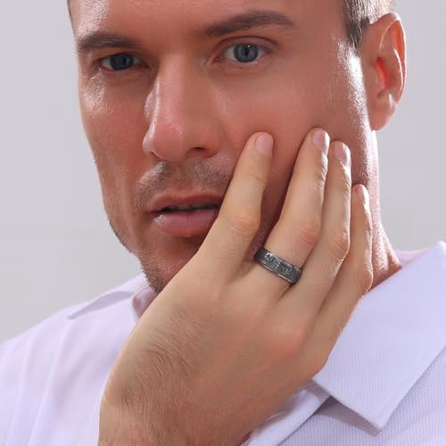 Tungsten Ring 8mm Computer Circuit Pattern Ring Black/Gold/Silver Tungsten Carbide Wedding Band for Men Comfort Fit - color: Silver