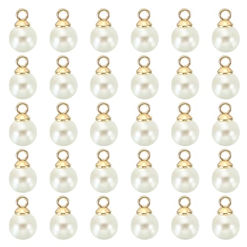 PATIKIL Pearl Charm, 100pcs Pearl Beads Faux Pearl Pendant Charm DIY for Jewelry Making Bracelets Earrings Necklace Crafts - color: Golden Beige, size: 6mm