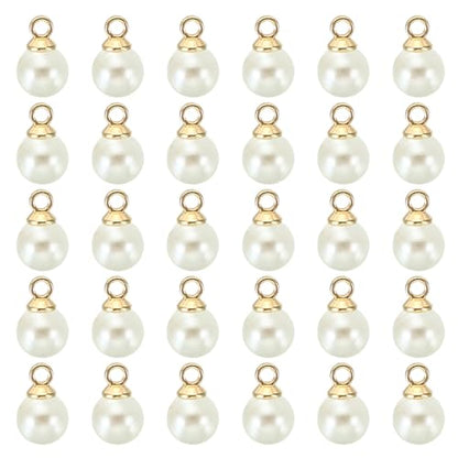 PATIKIL Pearl Charm, 100pcs Pearl Beads Faux Pearl Pendant Charm DIY for Jewelry Making Bracelets Earrings Necklace Crafts - color: Golden Beige, size: 6mm