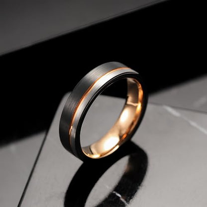 King Will Mens Tungsten Carbide Wedding Band with Groove Design | 6/7/8mm Width, Grooved, Comfort Fit, Everyday Wear - color: 6mm