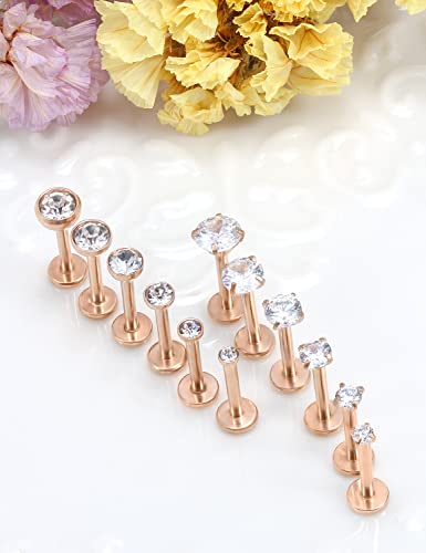 16G Lip Rings Stainless Steel Tragus Helix Conch Piercing Jewelry Snake Bite Piercing Monroe Lip Rings Labret Medusa Cartilage Lobe Earrings Piercing Jewelry CZ 2MM 2.5MM 3MM 3.5MM 4MM 4.5MM - color: 8MM-Rose Gold,2mm/2.5mm/3mm/3.5mm/4mm/4.5mm