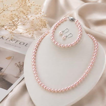 Pearl Necklaces for Women,Pearl Necklaces Earrings Bracelet Jewelry Set | Pearl Jewelry Set for Women, Mother's Day,Christmas,Graduation,Wedding,Anniversary,Birthday Gifts for Women