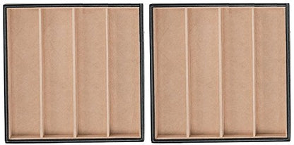 Glenor Co Jewelry Organizer Tray - Set of 2 - Stackable 8 Slots Jewelry Storage Trays - Display on Dresser or Drawer - for Necklace & Bracelet - Compatible with Other Trays - Black - size: Square - 4 Rectangle Slot x 2