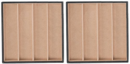 Glenor Co Jewelry Organizer Tray - Set of 2 - Stackable 8 Slots Jewelry Storage Trays - Display on Dresser or Drawer - for Necklace & Bracelet - Compatible with Other Trays - Black - size: Square - 4 Rectangle Slot x 2
