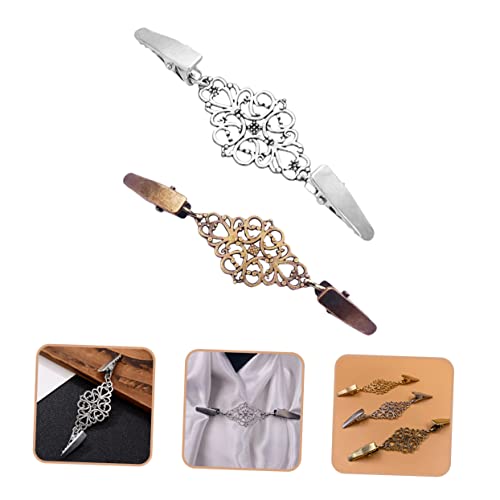 2Pcs Vintage Shawl Clips Retro Cardigan Collar Clips Elegant Dress Shirt Brooch for Women Durable Sweater for Weddings and Parties