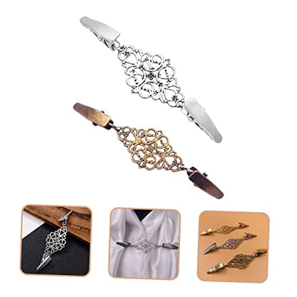 2Pcs Vintage Shawl Clips Retro Cardigan Collar Clips Elegant Dress Shirt Brooch for Women Durable Sweater for Weddings and Parties