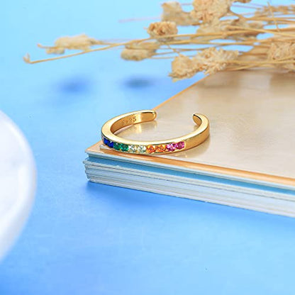 MILACOLATO Toe Rings for Women 925 Sterling Silver Adjustable Toe Ring | Adjustable Open Band Toe Rings, Hypoallergenic Ring for Sensitive Skin, Non Tarnished Waterproof Summer Beach Foot Jewelry - color: Gold-Color Zircon