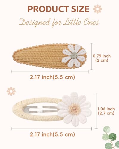 YHXX YLEN 20PCS Snap Hair Clips for Girls Cute Flower Hair Clips Non Slip Fabric Hair Barrettes Toddler Hair Accessories for Baby Toddler Girls Kids - color: 20pcs-Daisy set