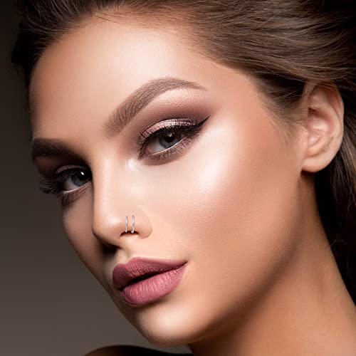 20G Double Nose Ring Hoop for Single Piercing - 2-36 Pcs Jewelry for Women - color: BLACK,SILVER