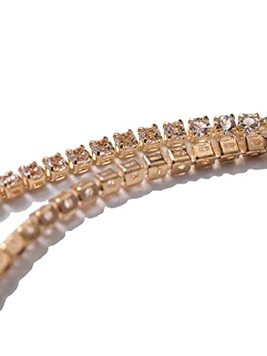 Women's 14K Gold Plated Classic Chain Bracelet - Dainty Tiny Cubic Zirconia Tennis Bracelet, Fashionable Jewelry Gift, Suitable For Parties And Dates To Wear