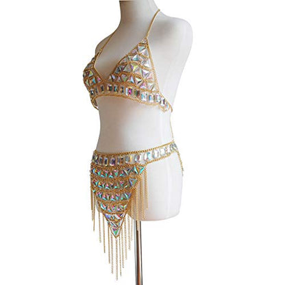 Women's Sexy Suit Body Chain - color: Gold Color Body Chain Suit-099-2