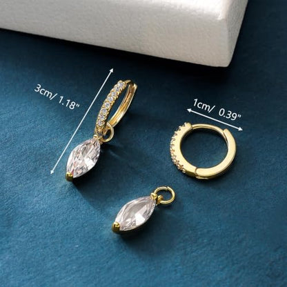 14K Gold Plated Dangle Hoop Earrings for Women | Bridal Small Dangle Gold Earrings Cubic Zirconia Huggie Drop Trendy Fashion Leopard Print Women's Jewelry - color: Gold-D