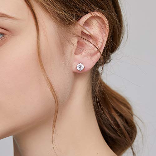 Jiamiaoi Stud Earrings Screw Back Sterling Silver Cubic Zirconia Stud Earrings Set 4 Millimeters-8 Millimeters Nickle Free Hypoallergenic Earring Studs - color: F-Round Zircon, size: 5mm
