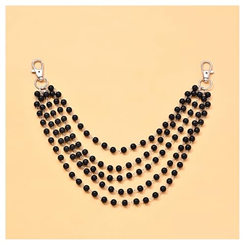 1Pcs Pearl Bra Straps Jewelry,Adjustable Bra Shoulder Chain,Pearl Lingerie Straps,Wedding Bridal Dress Underwear Chain for Women Backless Party - color: Black