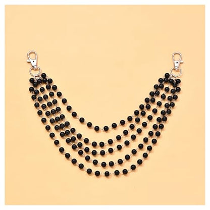 1Pcs Pearl Bra Straps Jewelry,Adjustable Bra Shoulder Chain,Pearl Lingerie Straps,Wedding Bridal Dress Underwear Chain for Women Backless Party - color: Black