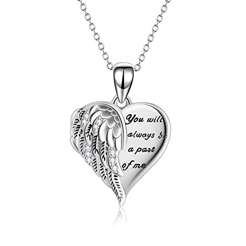 YFN Locket Necklace 925 Sterling Silver Heart Locket Necklace that Holds Pictures for Women Jewelry Gifts - style: Heart guardian angel