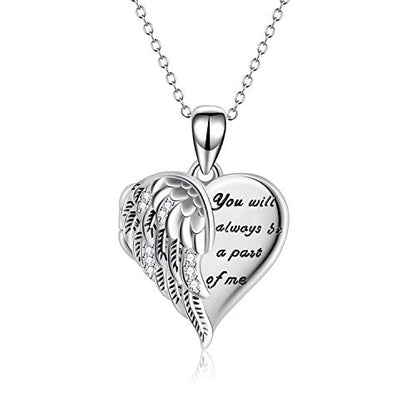 YFN Locket Necklace 925 Sterling Silver Heart Locket Necklace that Holds Pictures for Women Jewelry Gifts - style: Heart guardian angel