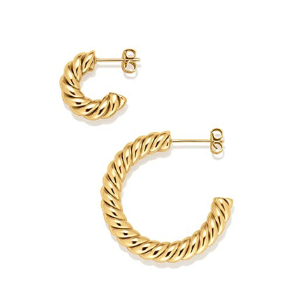 Amazon Essentials Sterling Silver Twisted Rope Hoop - color: Yellow Gold, size: 15 mm