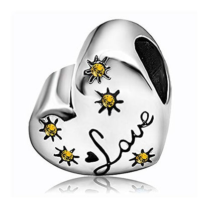 KunBead January-December Birthstone Footprint Heart Birthday Love Bead Charms Compatible with Pandora Bracelet for Mom Daughter Grandma Granddaughter - color: November