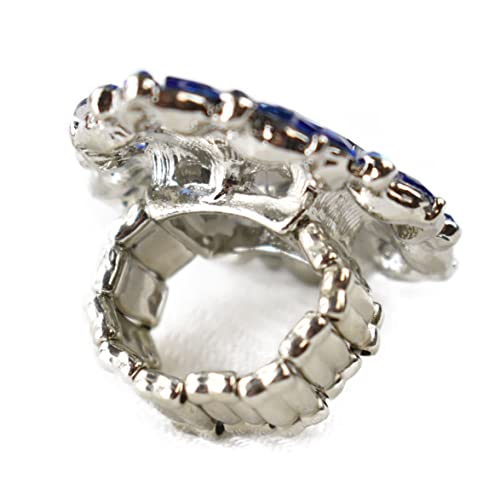 NYFASHION101 Radiant Teardrop Stone Adjustable Cocktail Statement Ring - color: Celestial Royal/Silver-Tone